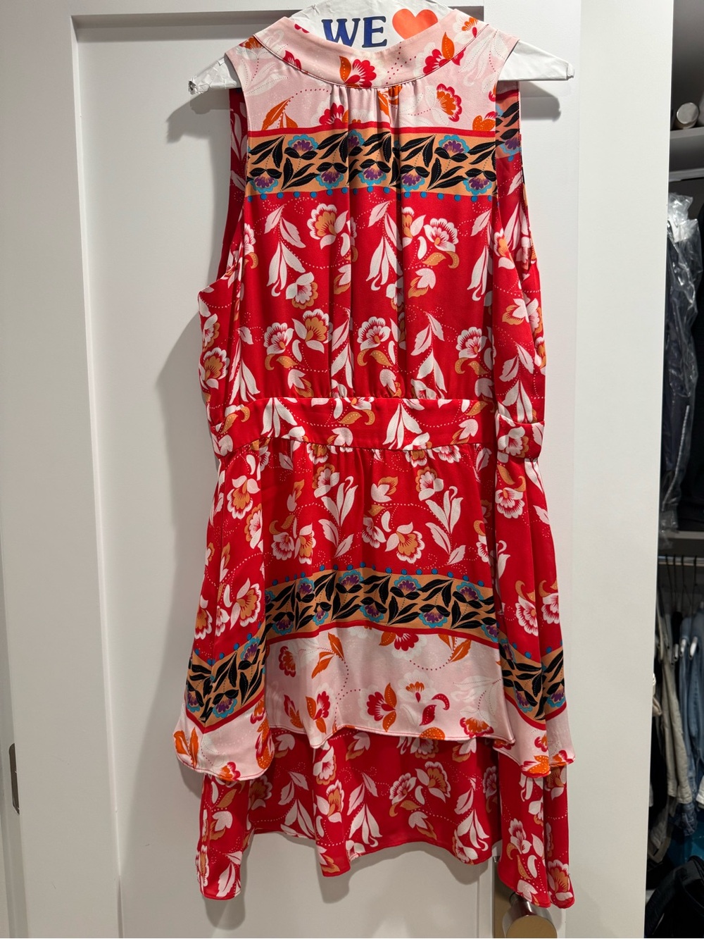 Parker Red Floral Sleeveless Tiered Dress